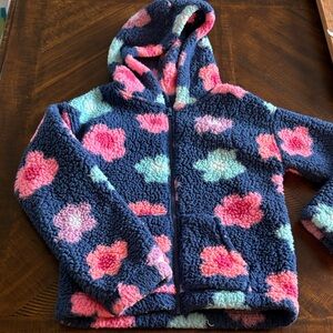 Girls hooded fuzzy zip-up